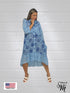 3/4 Sleeves Long Shirt Dress with collar & Pockets - D6264